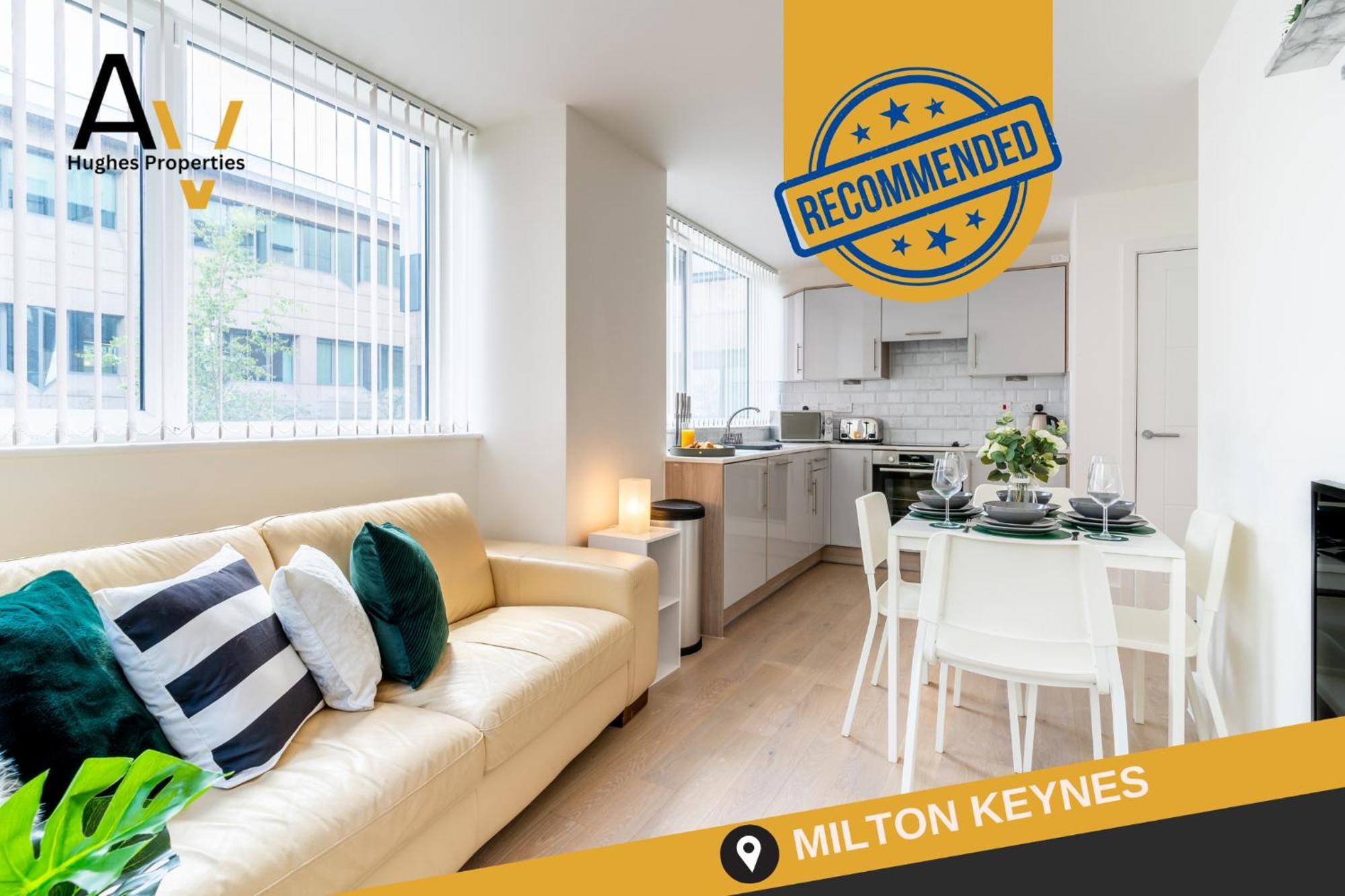 Stylish Two-Bedroom Apartment In Prime Central Location - Parking, Perfect For Business Travellers By Av Hughes Properties Milton Keynes
